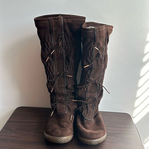Sorel Firenzy Suede Ruched Tall Boots Brown Sz 5.5 - Picture 4 of 8